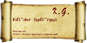 Kódor Györgyi névjegykártya